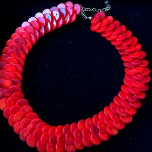 Gorgeous red flat stones necklace